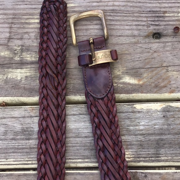 Nautica Braided Leather Belt Dark Brown L 36/90 - Picture 6 of 6